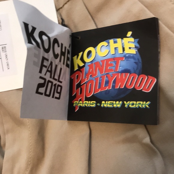 Koche Beige Crazy Check Print Trousers - Picture 12 of 14